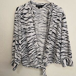 INC International Concepts Zebra Print Tie Front Top | XL